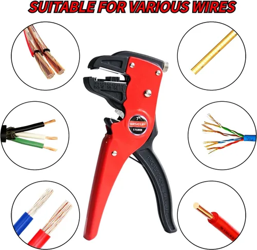Miniatura 2 de WISEUP Pelacables y cortador automático de tiras rápidas, alicates de punta de águila (7 pulgadas), cortador de cables 2 en 1 para cables