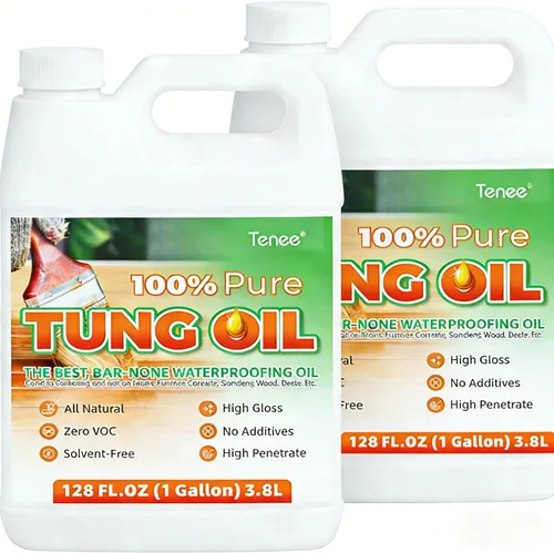 Miniatura 8 de Aceite Tung puro de 33 onzas líquidas, resistente al agua, fortalece y protege la madera, da a tus proyectos de madera un acabado de aceite Tung