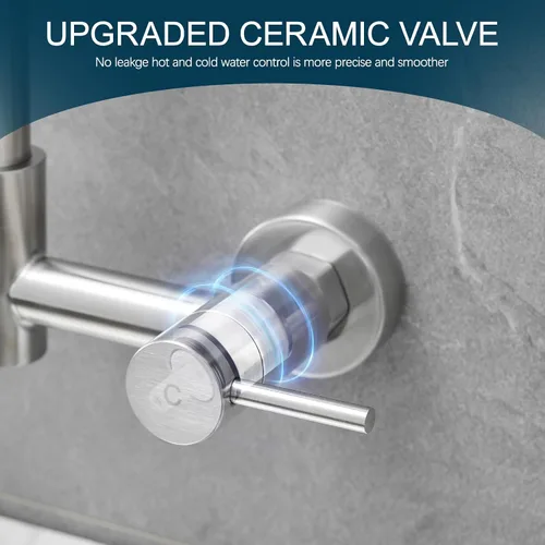 Miniatura 6 de AIMADI Grifos de cocina de montaje en pared, grifo de fregadero de cocina de montaje en pared central de 8 pulgadas con rociador extraíble, diseño