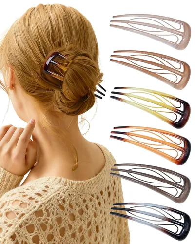 Miniatura 7 de 6 horquillas francesas para mujer, tenedores en forma de U para moño, moños, rizos franceses, fijación fuerte, 3 dientes internos, palillos