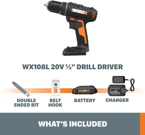 Miniatura 6 de Worx WX108L 20V 1/2" Taladro atornillador inalámbrico Power Share - (Baterías y cargador incluidos)