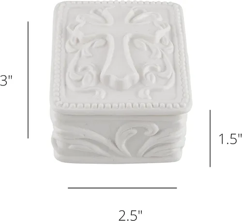 Miniatura 4 de Autom Joyero con cruz de porcelana blanca (rectángulo)