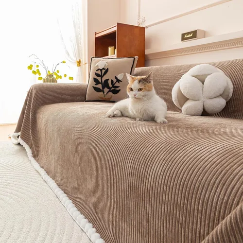 Miniatura 62 de ROOMLIFE Funda de sofá con estampado de leopardo para sofá de 3 plazas, lavable, protector de muebles para perros, funda de sofá suave