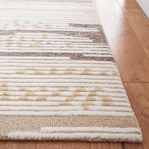 Miniatura 5 de Martha Stewart x Safavieh Colección de alfombras de área, alfombra de 8 pies, natural y marrón, lana hecha a mano, ideal para sala de estar