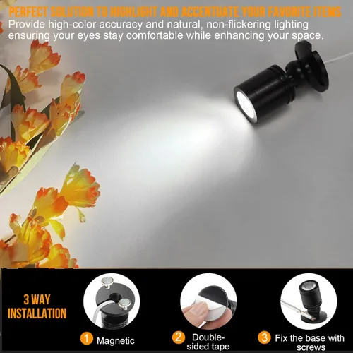 Miniatura 3 de Taysing Foco LED para interiores, mini-foco para exhibición, pinturas, imágenes, plantas, joyas, estantes, armarios, carteles, escaparate