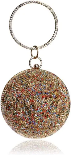 Miniatura 2 de Bolso de mano con forma de bola, bolso de fiesta, bolso de noche con mango de anillo de diamantes
