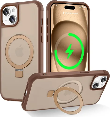 Miniatura 34 de CHAOFEnG Funda magnética compatible con iPhone 11 con soporte, prueba de caídas de grado militar, compatible con imán, anillo translúcido, parte