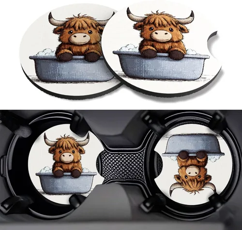 Miniatura 32 de Posavasos para automóvil, paquete de 2 posavasos para automóvil, 2.75 pulgadas, antideslizantes y absorbentes, para portavasos de automóvil