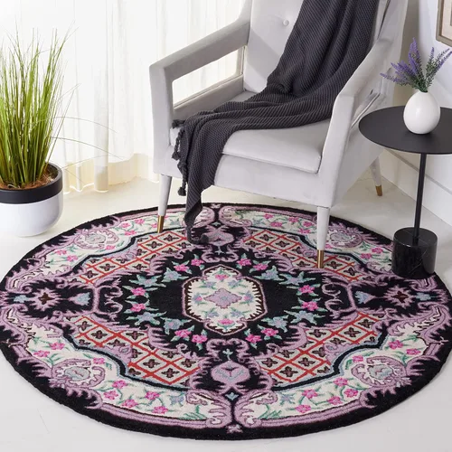 Miniatura 38 de SAFAVIEH Bellagio Collection - Alfombra decorativa de 2 x 3 pies, azul y rosa, hecha a mano de lana de medallón, ideal para zonas de alto tráfico