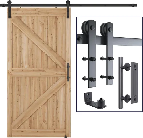 Miniatura 10 de SMARTSTANDARD Kit de herrajes para puerta corrediza de granero resistente de 5.5 pies, color negro