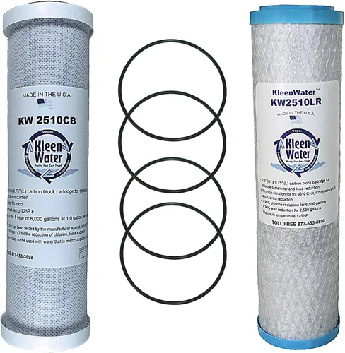 KleenWater Juego de filtros de agua potable alternativos de bloque de carbono, compatible con GE GXSV10C y FXSVC con (4) juntas tóricas de repuesto,