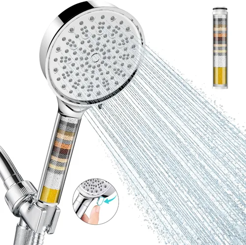 Miniatura 11 de Cobbe Cabezal de ducha con filtro de mano, cabezal de ducha de alta presión de 7 modos con filtros para agua dura, elimina el cloro, reduce la 3.