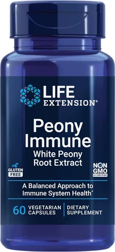 Life Extension Peony Immune, raíz de peonía blanca, apoyo a la salud inmunológica, sistema inmunológico, sin gluten, sin OMG, vegetariano, 60