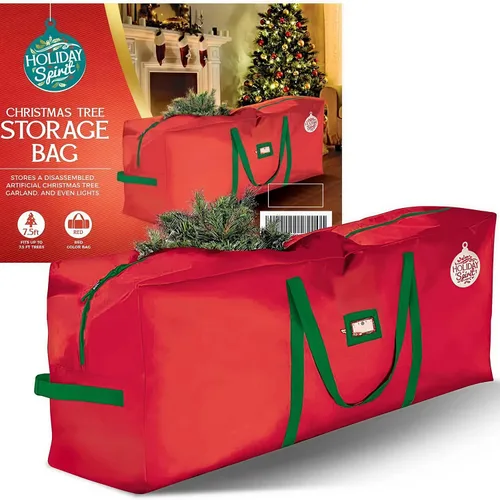 Bolsa de almacenamiento para árbol de Navidad de Holiday Spirit para árboles de 7.5 pies, bolsa de Navidad de lona Oxford 600D resistente con asas