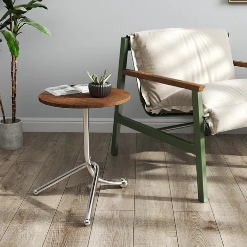 Miniatura 6 de Mesa auxiliar redonda pequeña 15.75 ″ x19.69 ″ - Mesas auxiliares modernas para espacios pequeños y sala de estar
