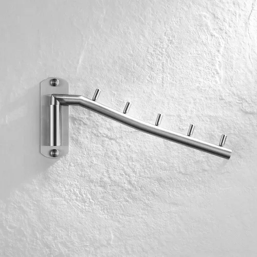 Miniatura 4 de JQK - Percha plegable para colgar en la pared, gancho de acero inoxidable con soporte para brazo oscilante, sistema colgante de ropa, organizador