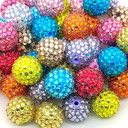 Miniatura 19 de Cuentas de diamantes de imitación de colores redondas espaciadoras para joyería, pulsera, collar, bolígrafo, bolsa, cadena, suministros de 0.630 in