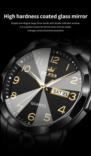 Miniatura 5 de OLEVS Reloj para hombre vestido de negocios diamante analógico cuarzo fecha lujo clásico acero inoxidable impermeable luminoso dos tonos reloj