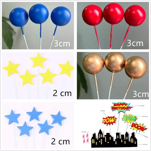 Miniatura 2 de Decoración para pastel de superhéroe: decoraciones de feliz cumpleaños para suministros de fiesta temática de héroes