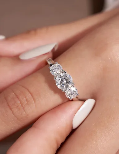 Miniatura 3 de IMOLOVE - Anillo de boda de moissanita para mujer, anillos de eternidad, de plata de ley, anillo de aniversario chapado en oro blanco, tallas 4-11