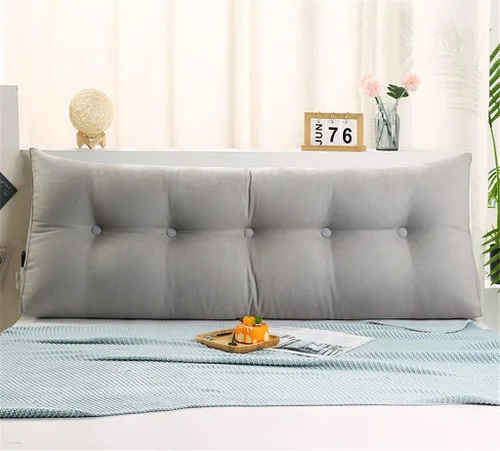 Miniatura 8 de Cojín grande triangular para cabecero, suave para cabecero, cojín para sofá cama, soporte de posicionamiento, almohada de lectura de cuña, gris