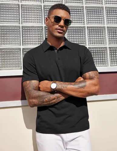 Miniatura 2 de COOFANDY Camisas polo de manga corta para hombre, estilo casual, de verano, cuello clásico, para golf