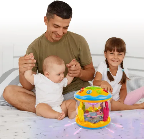 Miniatura 6 de Juguetes para bebés de 6 a 12 meses, proyector de océano para bebés, juguetes luminosos musicales para tiempo de barriga, juguetes para bebés de 3 a