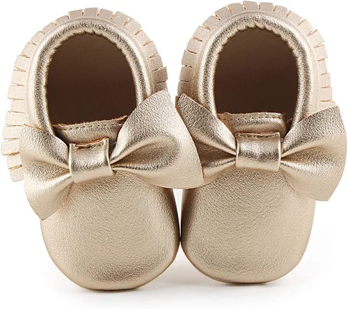 Miniatura 2 de OOSAKU Zapatos con nudo de lazo de piel sintética suela suave para bebé niño pequeño
