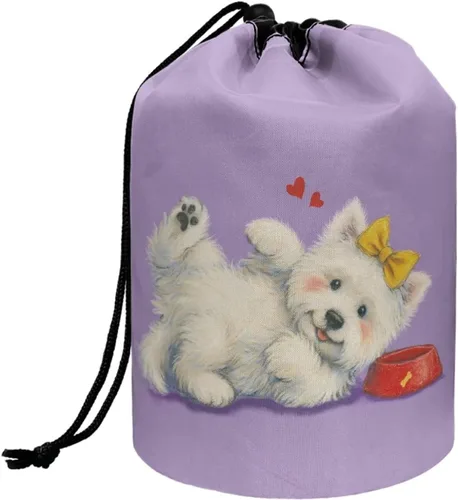 Miniatura 26 de Poceacles Bolsa de maquillaje con cordón, estuche portátil para cosméticos, bolsa de aseo de viaje, organizador de barril, bolsa de almacenamiento