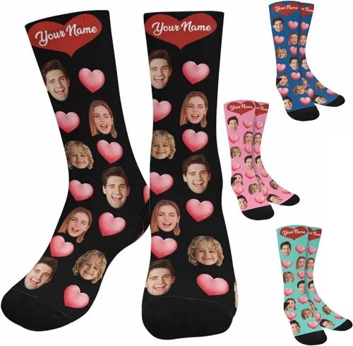 Miniatura 147 de Artsadd Calcetines personalizados para mujeres y hombres, amantes de los perros y gatos, regalos divertidos unisex personalizados