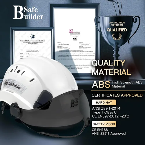 Miniatura 3 de Casco de Seguridad de Construcción con Visera Casco Duro ABS Cascos Duros de Ventilación Ajustable Protección de Cabeza de Trabajo Industrial