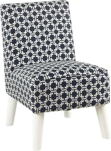 Miniatura 8 de HomePop Silla deslizadora sin brazos moderna juvenil, celosía rosa y blanca