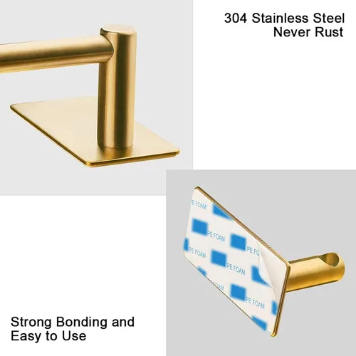 Miniatura 3 de NearMoon toallero de barra autoadhesivo de acero inoxidable para baño, soporte para colgar toallas en la pared, estilo contemporáneo, sin