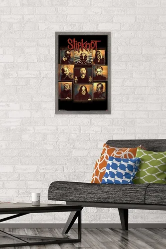 Miniatura 2 de Slipknot - Póster de pared a prueba de balas, 22.4 pulgadas de largo x 14.7 pulgadas, versión enmarcada en madera de granero