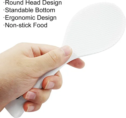 Miniatura 4 de Hitefu Cuchara de arroz de pie de silicona antiadherente, espátula profesional para servidor de papas resistente al calor (1 paquete, blanco)