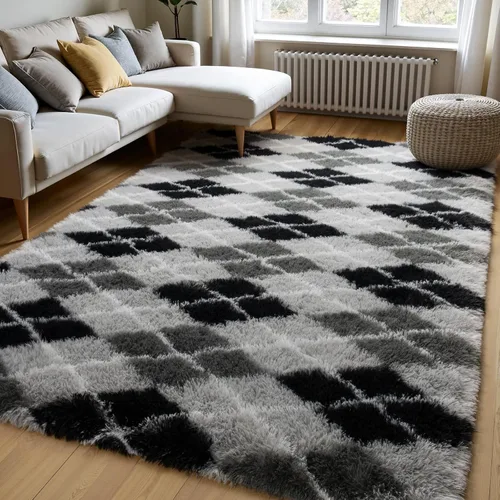 Miniatura 60 de Zentavio Alfombras de área para sala de estar, alfombras grises para dormitorio, alfombra de 4 x 6, alfombra mullida, peluda y suave, shag estética