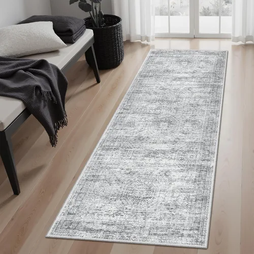 Miniatura 41 de Alfombra de pasillo Soalmost 2'6" x 10' lavable, alfombra antideslizante para cocina, baño, lavandería, alfombras vintage ultra delgadas para Beige