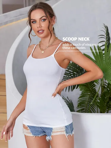 Miniatura 61 de Camisa Attraco de algodón, con tirantes estilo espagueti, con brasier incorporado, 2 paquetes, para mujer