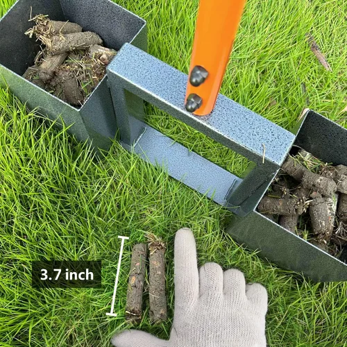 Miniatura 2 de Herramienta Manual de Aireación de Césped con Extracción de Núcleos, Caja Recolectora de Tapones, Suelo Compactado, Mejora Jardín y Patio