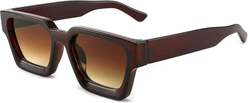 FEISEDY Gafas de sol cuadradas retro de los años 90 para mujeres y hombres, gafas de sol rectangulares gruesas de moda con protección UV400 B2385