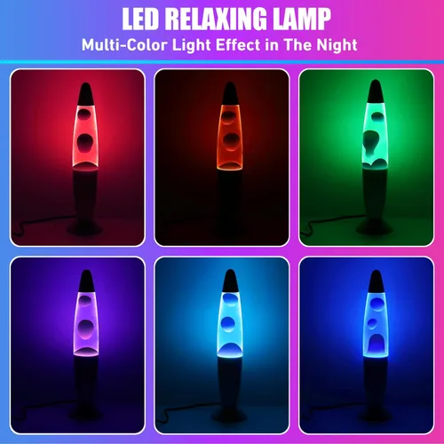 Miniatura 7 de Lámparas de movimiento líquido de cera morada que cambian de color, lámpara LED de magma de 13 pulgadas para adultos y niños, luz nocturna 2-Púrpura