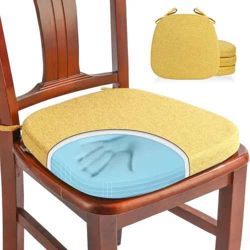 Miniatura 9 de SINOSSO Paquete de 4 cojines de espuma viscoelástica para sillas de comedor, tela tejida amigable de 16 pulgadas en forma de U, cómodas almohadillas