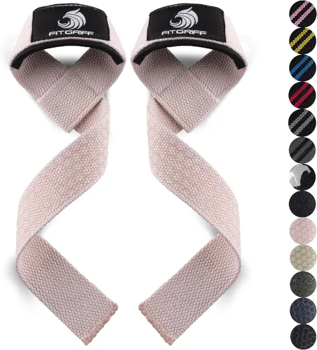 Miniatura 12 de Fitgriff® Correas de muñeca para levantamiento de pesas, gimnasio, peso muerto, entrenamiento (hechas de algodón premium y acolchadas) - Hombres