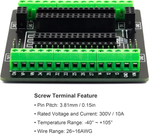 Miniatura 4 de para ESP32 Placa de ruptura 30 pines GPIO 1 en 3 Placa de expansión Bloques de terminal de 3.81mm 0.15" para módulo ESP32 ESP-WROOM-32 ESP32-DevKitC