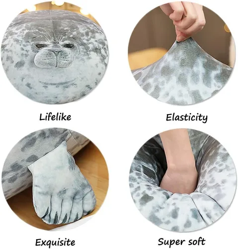 Miniatura 4 de EHOTONG - Linda almohada con forma de foca regordeta de peluche, almohada suave para abrazar con forma de foca gordita, juguete de animal de peluche