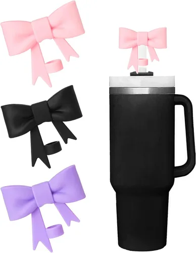 Miniatura 32 de Juego de 4 fundas de popote con diseño de estrella compatibles con vasos Stanley de 30 y 40 onzas, reutilizables, bonitas puntas de popote