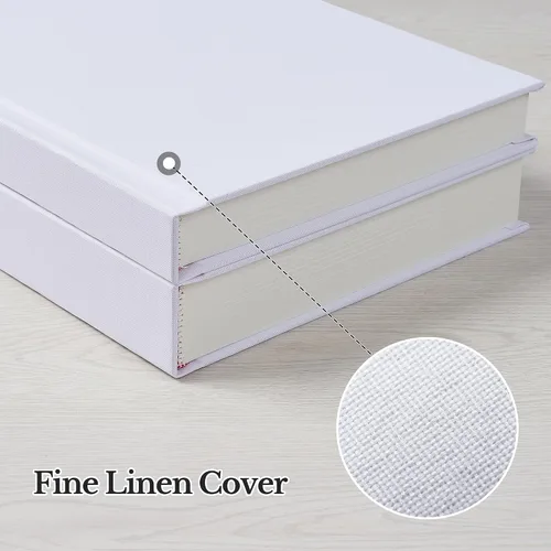 Miniatura 6 de Álbum de fotos Pssoss 5x7 con espacio para escribir, cubierta de lino. Libro de álbum de fotos 5x7. Contiene 30 fotos. Ideal para álbumes de Blanco
