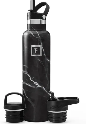 Miniatura 35 de IRON °FLASK Botellas de agua de campamento/senderismo, 3 tapas (estrecha con popote), sin fugas, aisladas al vacío, acero inoxidable de doble pared