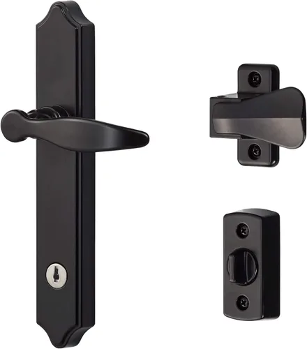 Ideal Security 1216 Manija de puerta Storm para montaje en superficie con cerradura y llave para puertas de 1 a 1 ½ pulgadas de grosor (negro, 4