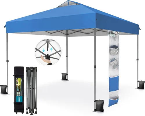 Miniatura 11 de PHI VILLA Tienda de campaña desplegable de 10 x 10 pies para exteriores, para eventos, fiestas, tienda de campaña de 100 pies cuadrados, color blanco